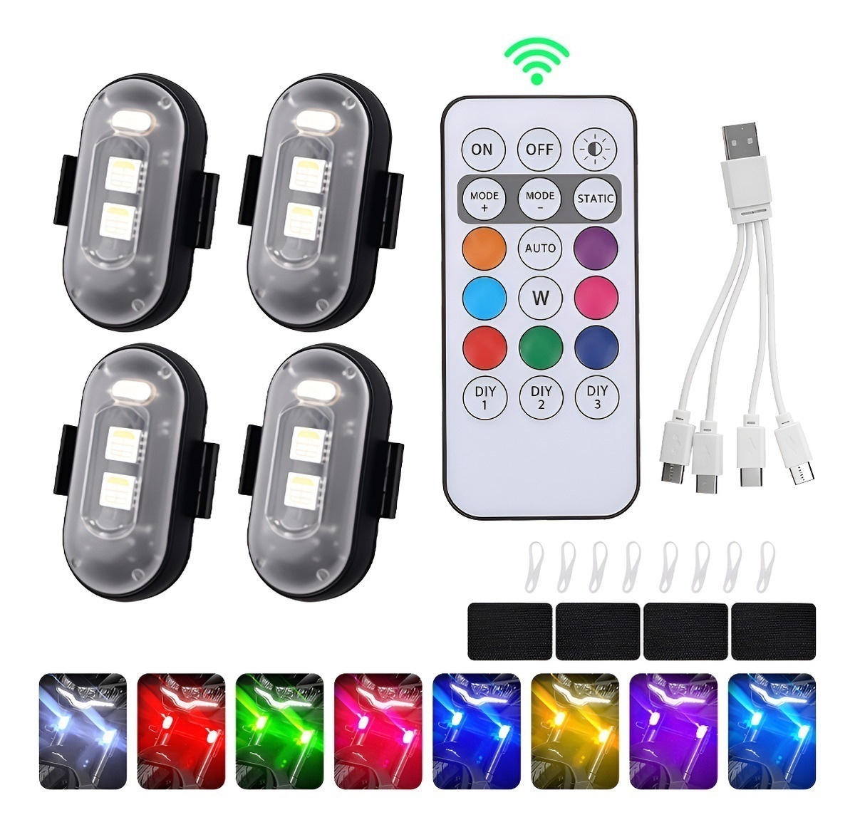 Drone Led Light - 4 stuks LED knipperlichten met afstandsbediening,